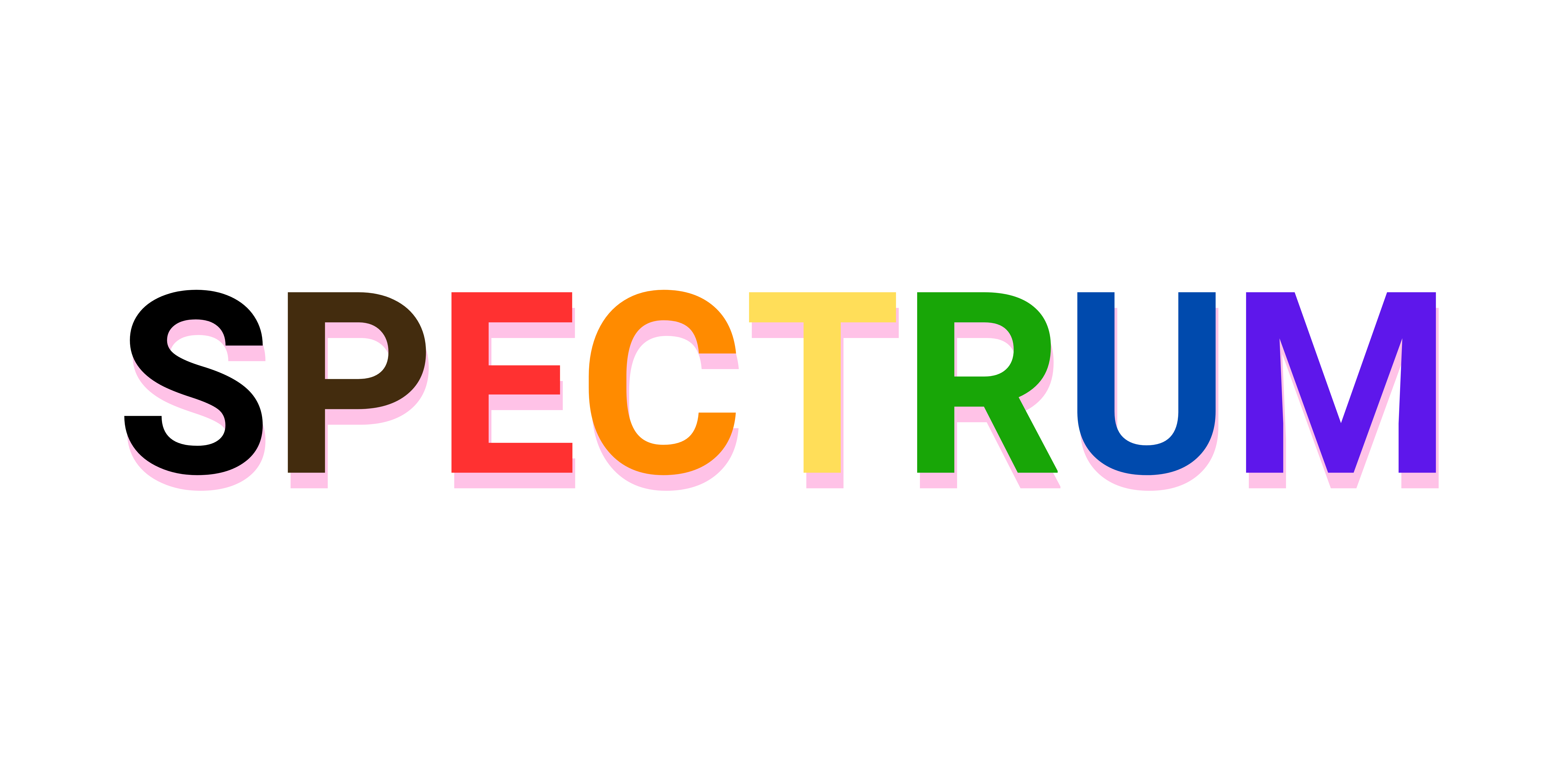 Spectrum logo, where each letter of the name is a different rainbow color