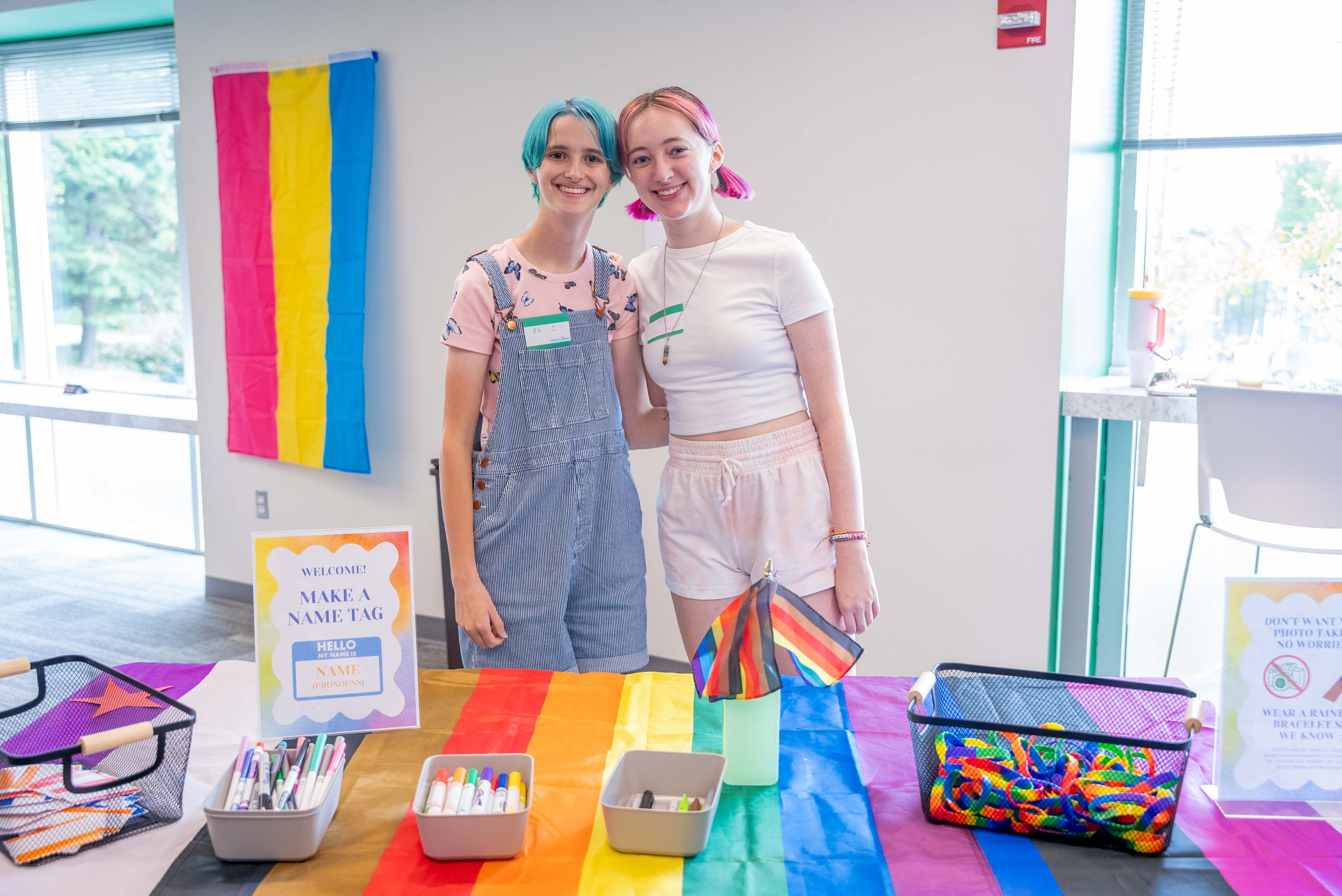 Two students at an LGBTQ event