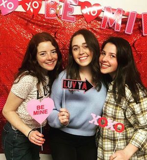 Students participating in a Valentines Day event.