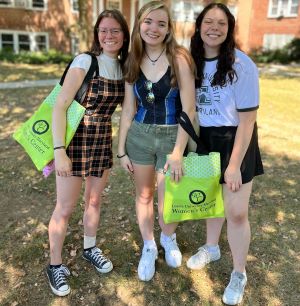 Loyola students at a tie dye shirt event