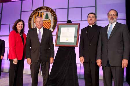 Dean Leggio, Barry Rosen, Father Linnane, and Randall M. Griffin