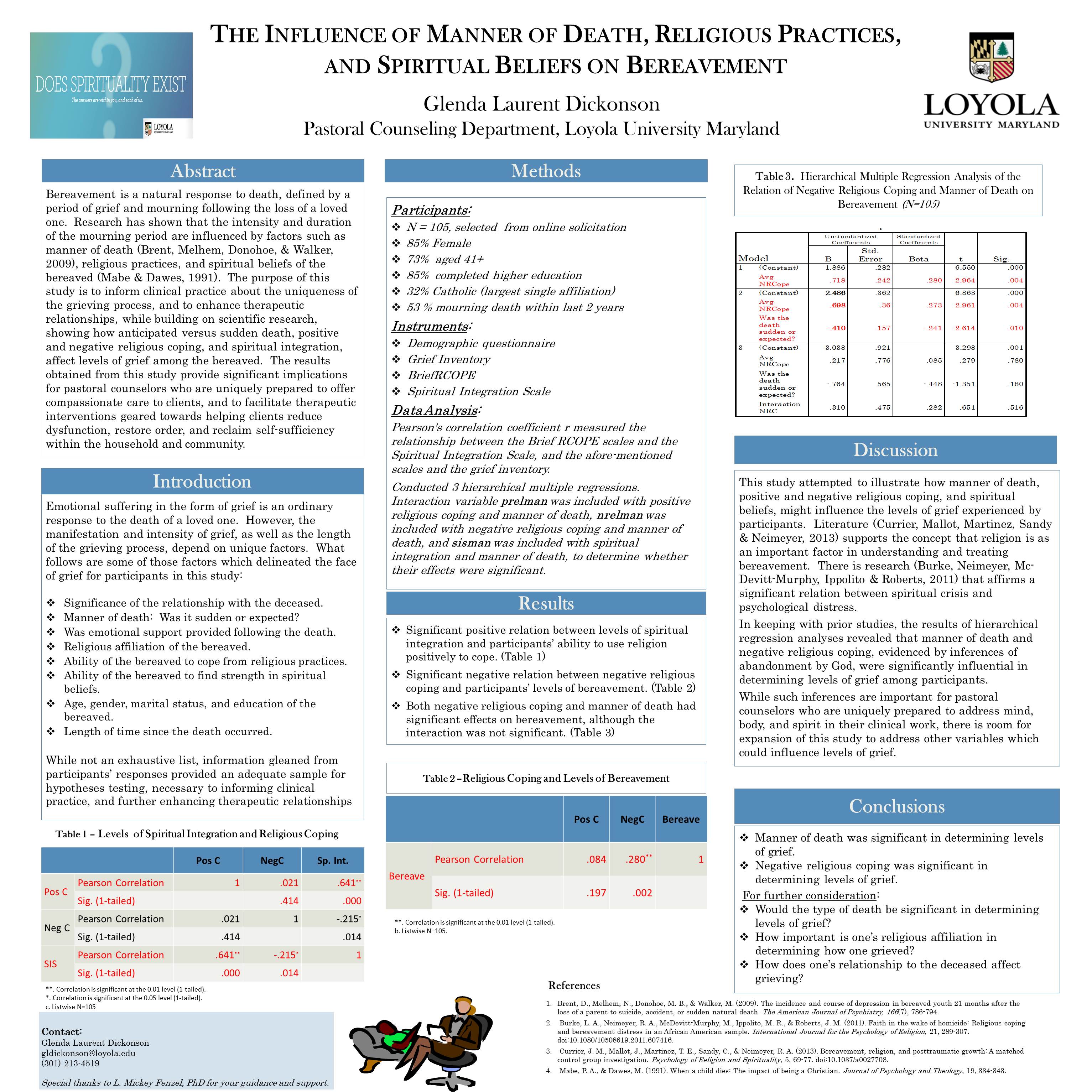poster image: 'The Influence of Manner of Death, Religious Practices, and Spiritual Beliefs on Bereavement'