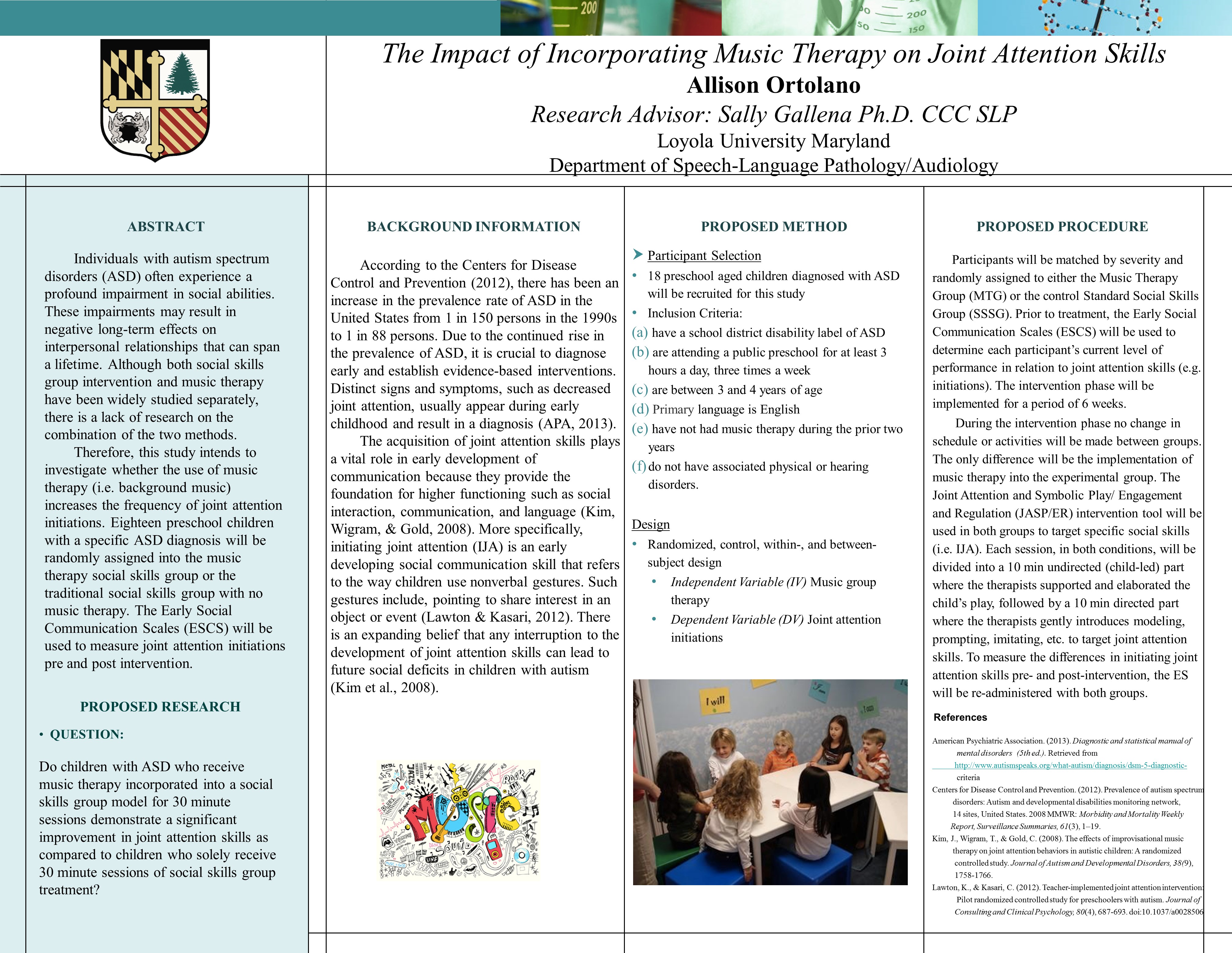 poster image: The Impact of Incorporating Music Therapy on Joint Attention Skills
