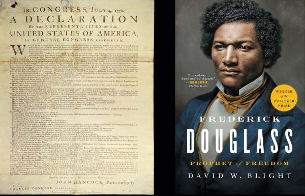 declaration of independence document with portrait of Douglass