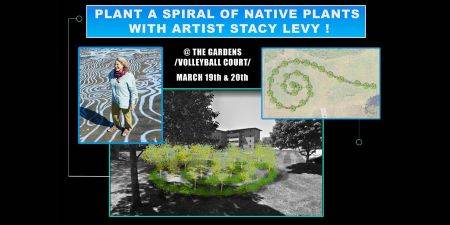 woman holding a chain and a green spiral garden