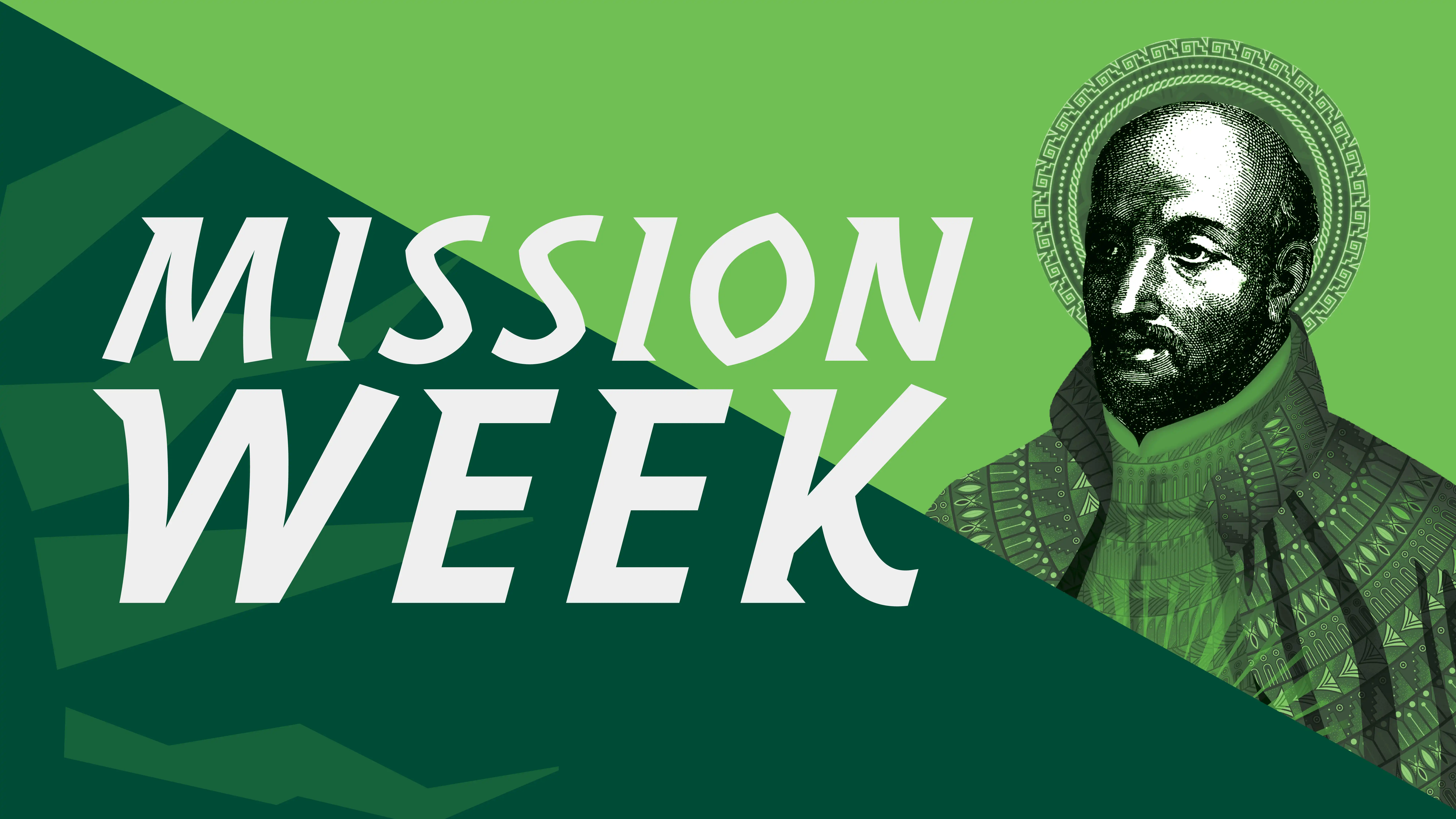 Mission week graphic featuring a rendering of Saint Ignatius