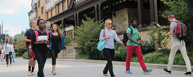 Students walking on Quad