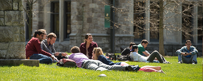 Students relaxing on the Quad