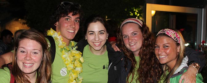 Students at luau during orientation