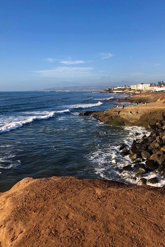 The shoreline at Sunset Cliffs, San Diego