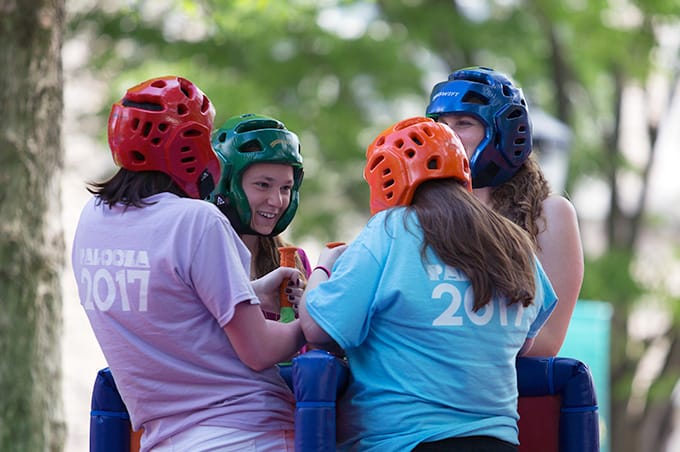 Students on a spinning ride