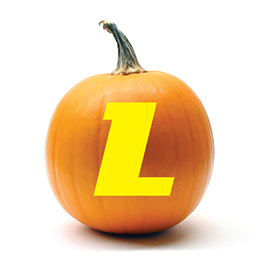 Pumpkin with an athletics L carved in it