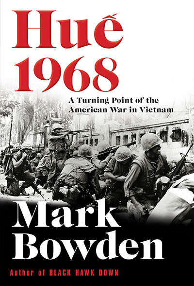 Cover for the book Hue 1968 with a black and white photo from the Vietnam War