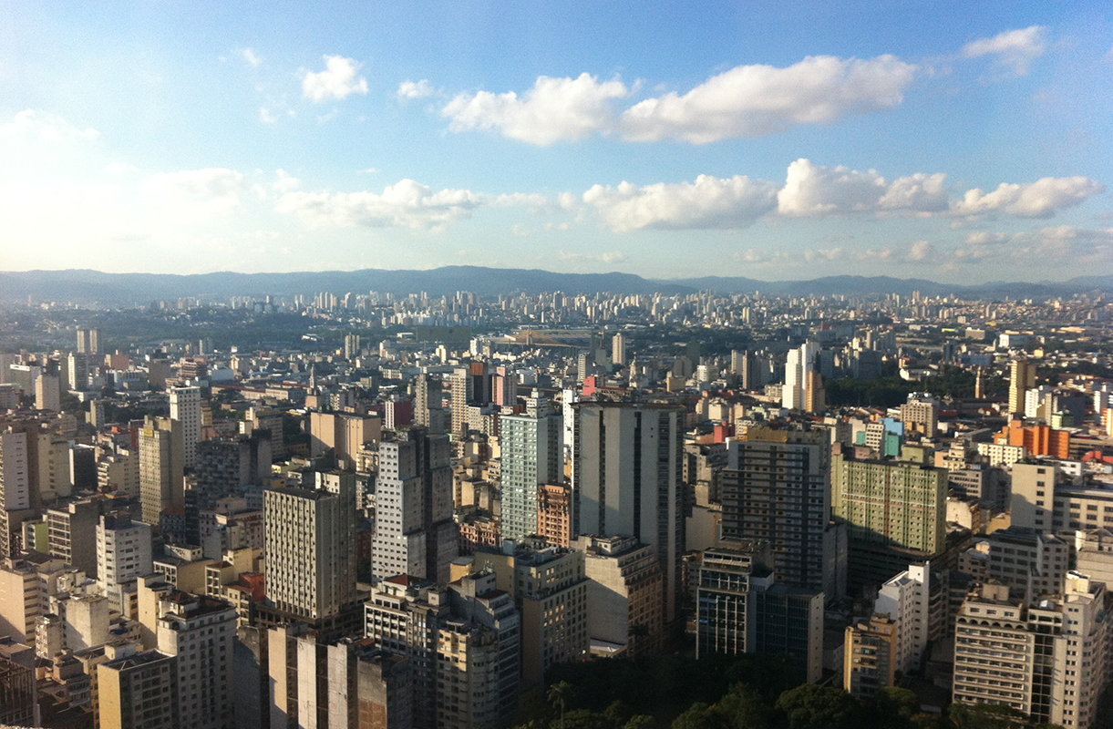 City skyline around midday.