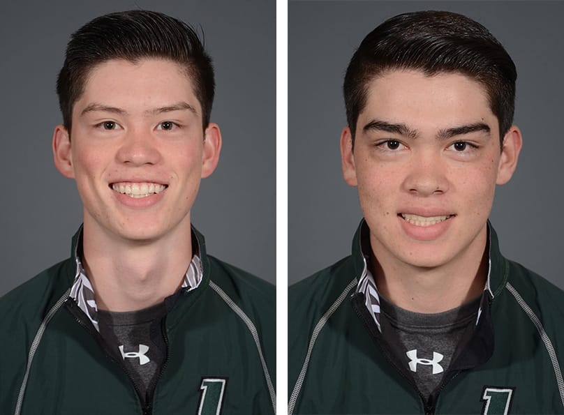 Left: Tibor Francia rowing portrait. Right: Trent Francia rowing portrait