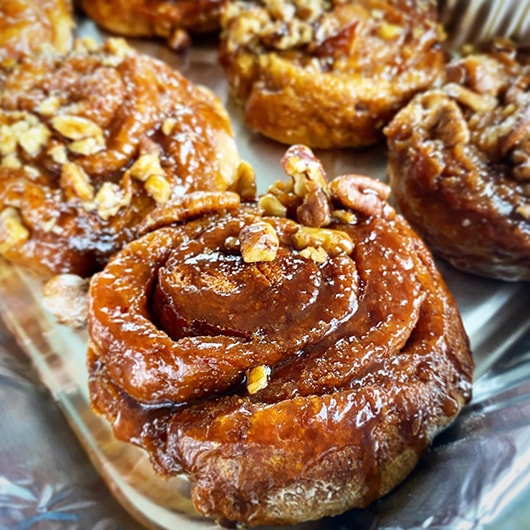 Close-up photo of sticky buns