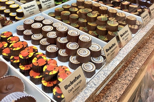 Display of varying types of candies