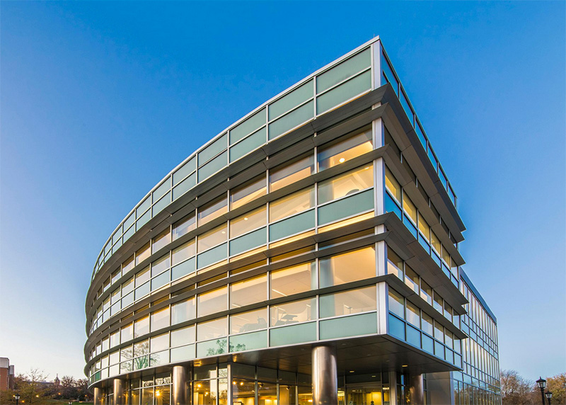 The outside of the Loyola/Notre Dame library