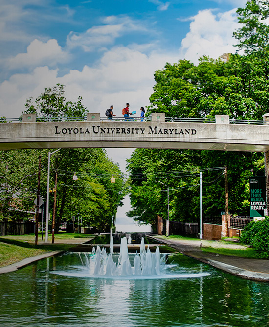 The Loyola Charles Street Bridge modified by AI to show water and a foundation underneath