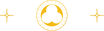 line art illustration of circular crest and stars