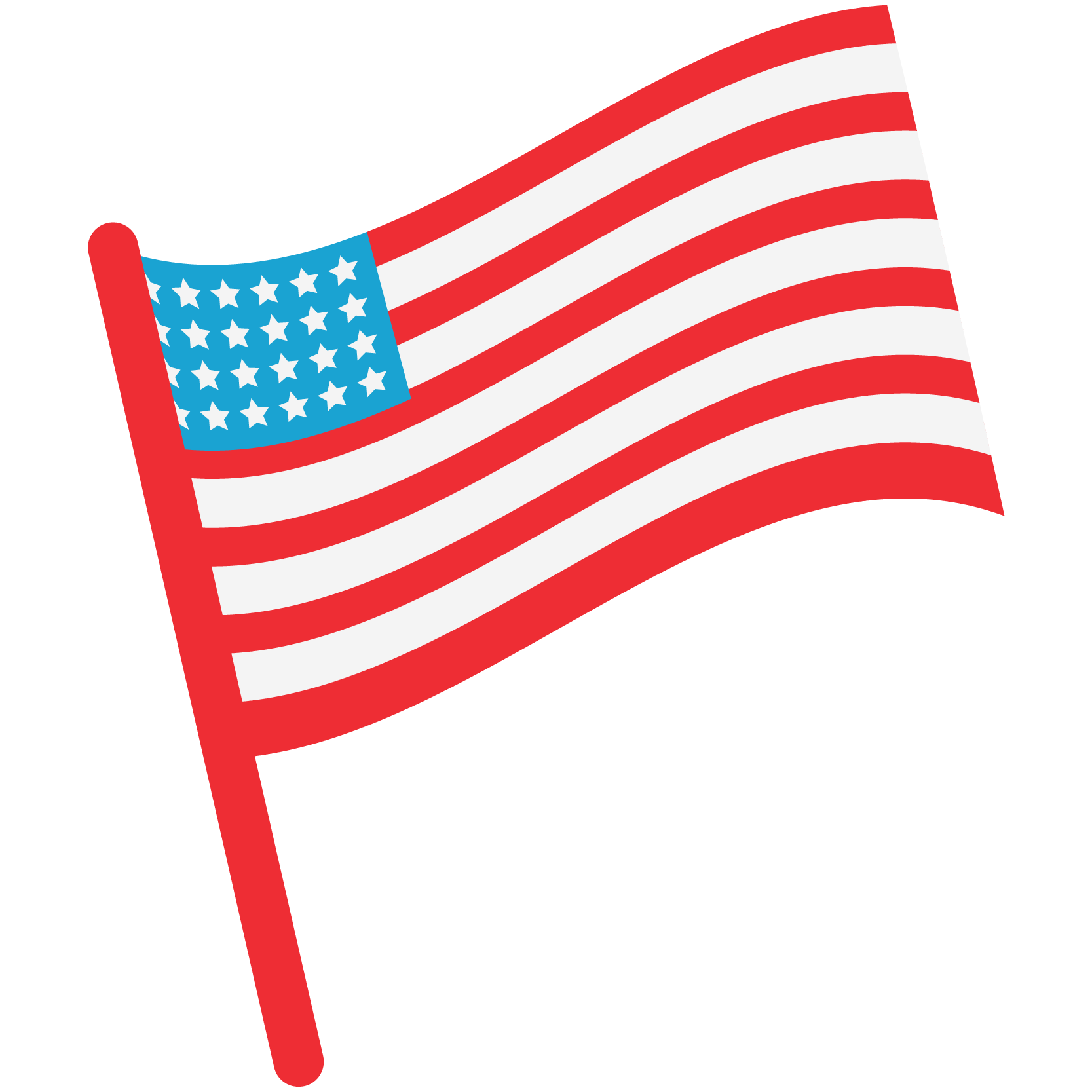 Red, white, and blue graphic icon of an american flag