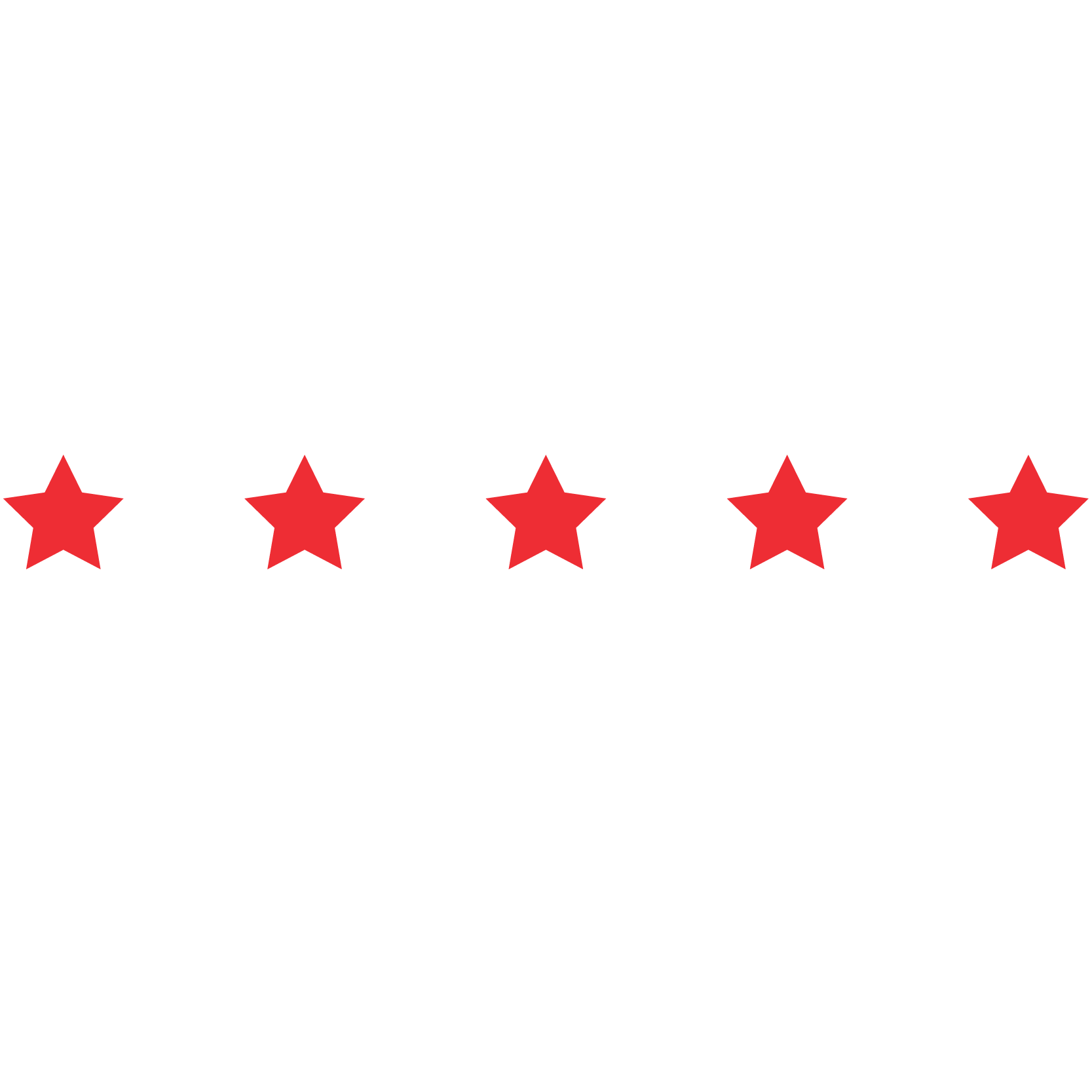 five red star icons in a row