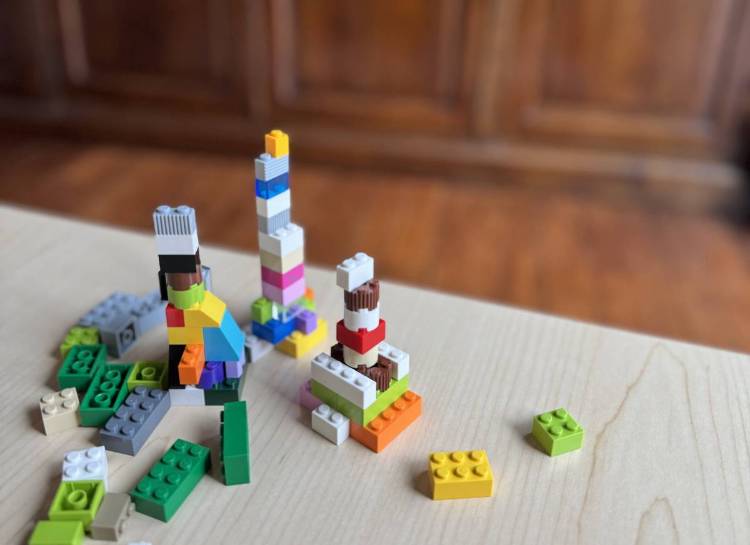 Legos scattered on a table