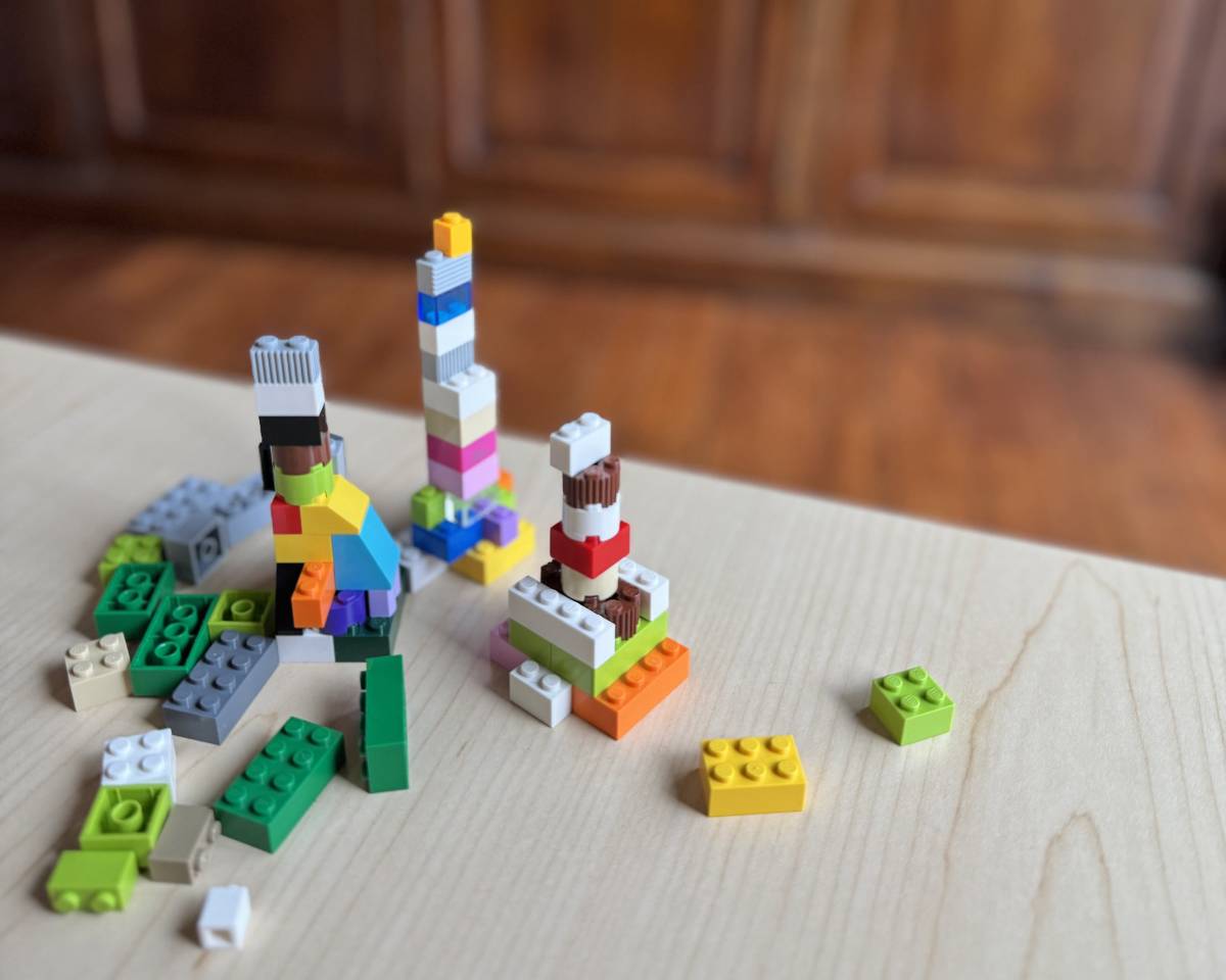 Legos scattered on a table