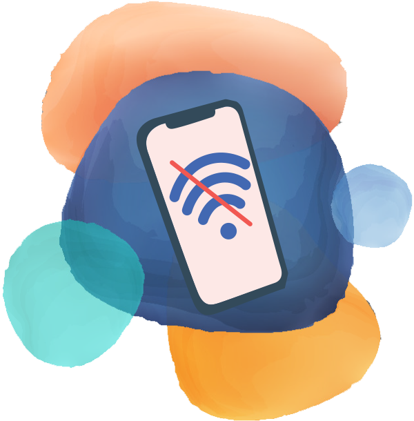 Illustration of a phone showing it is disconnected from wifi