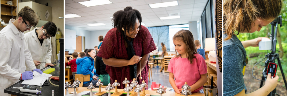 various images of students working in STEM classes