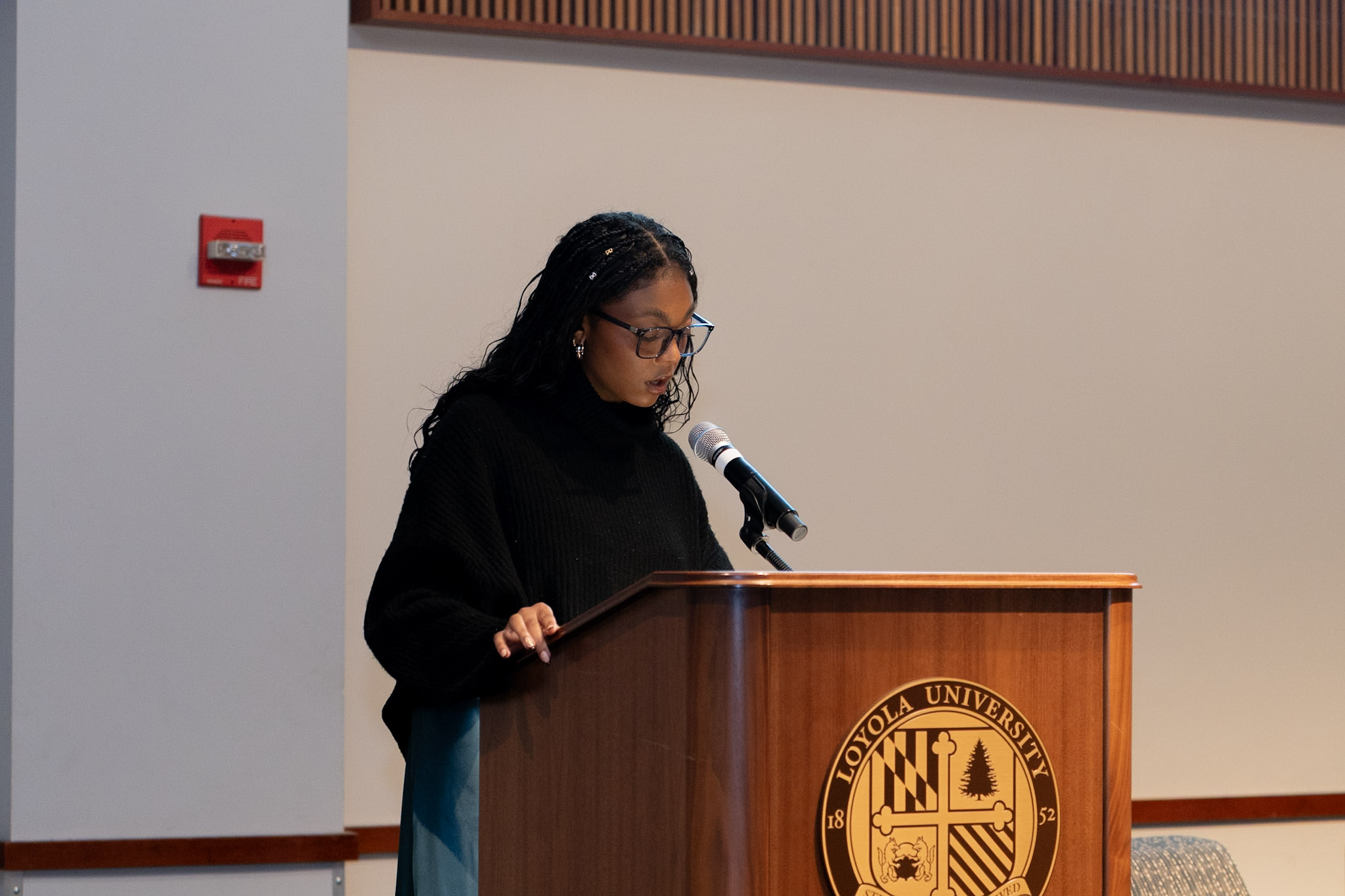 Student Ava Irving Speaking Student Ava Irving Speaking at Karson fifth anniversary symposium
