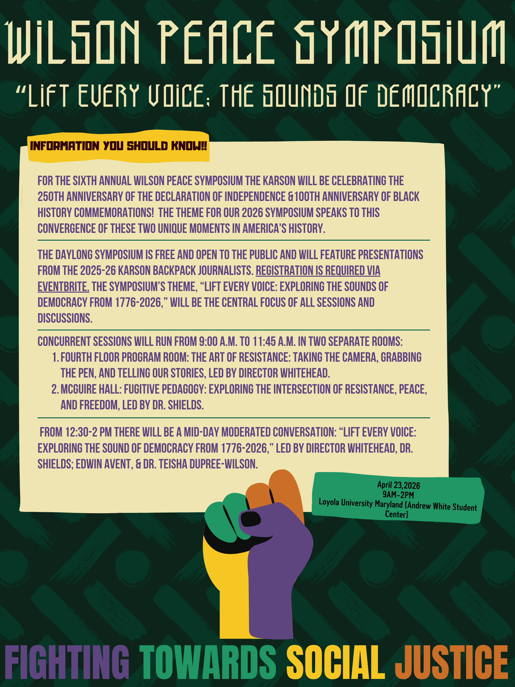 Wilson Peace Symposium Informational Poster