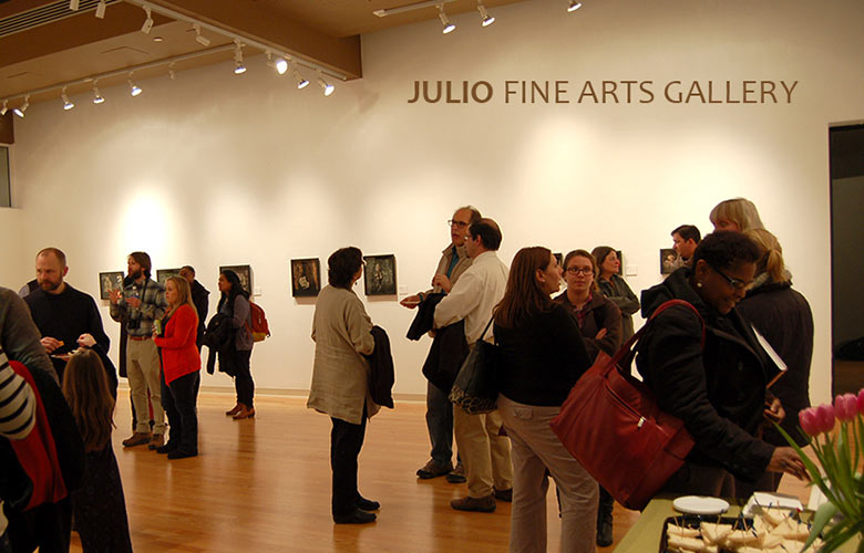 Students at a gallery opening