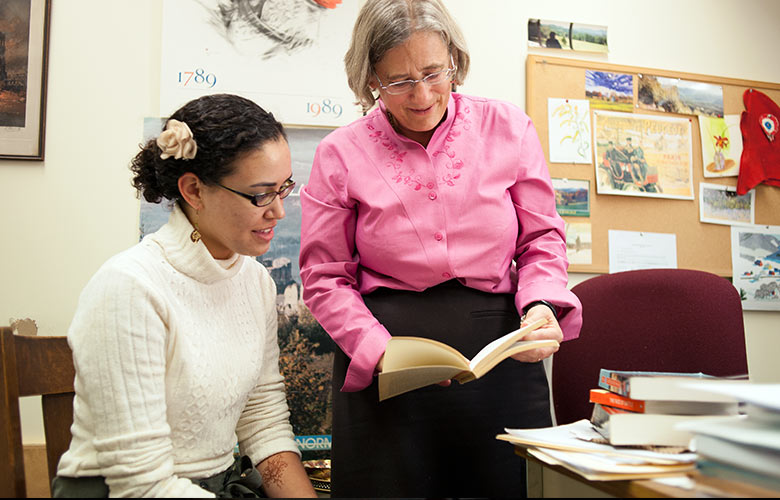 A history professor and student talking