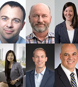 Pictured from top left to bottom right: Matt Hutchinson, chief data scientist at Red Alpha LLC, Thomas Iler, chief product officer at Catalyte, Ann Irvine, head of data science at Arceo, Summer Li, director data science at Capital One, Geoff Osier, senior engineer at Johns Hopkins Applied Physics Lab, and Edward Fortunato, managing director of Constellation Energy.