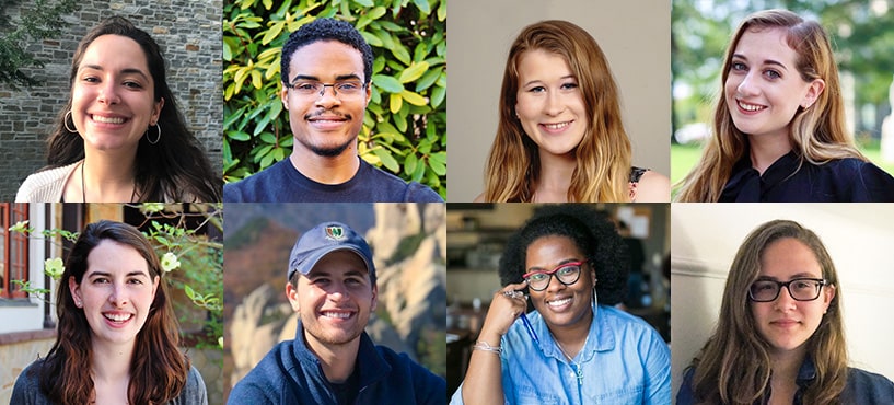 Headshots of the 8 Fulbright recipients