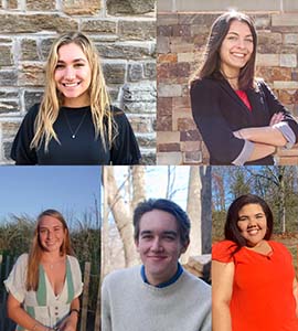 From top-left to bottom-right: Madison Burns, ’22, Layla Horeff, ’22, Alexandra Lijewski, ’22, Mark Rose, ’22, and Jomaly N. Ruiz Sierra, ’22