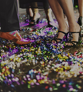 People dancing with confetti 