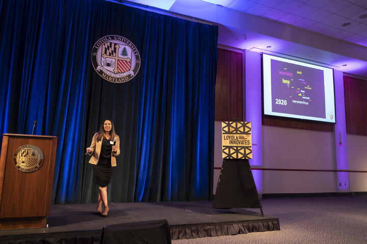 An entrepreneur makes a pitch on Baltipreneurs Demo Day 