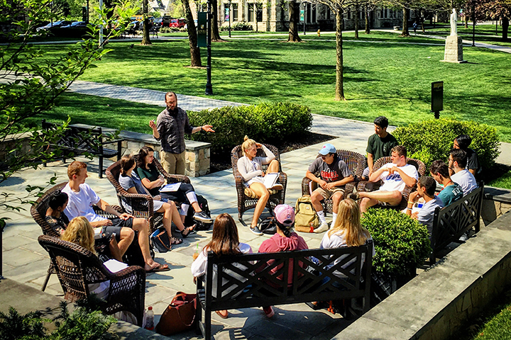 Class outside Loyola University Maryland