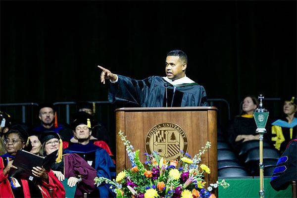 Paul Monteiro speaks at Loyola University Maryland's commencement