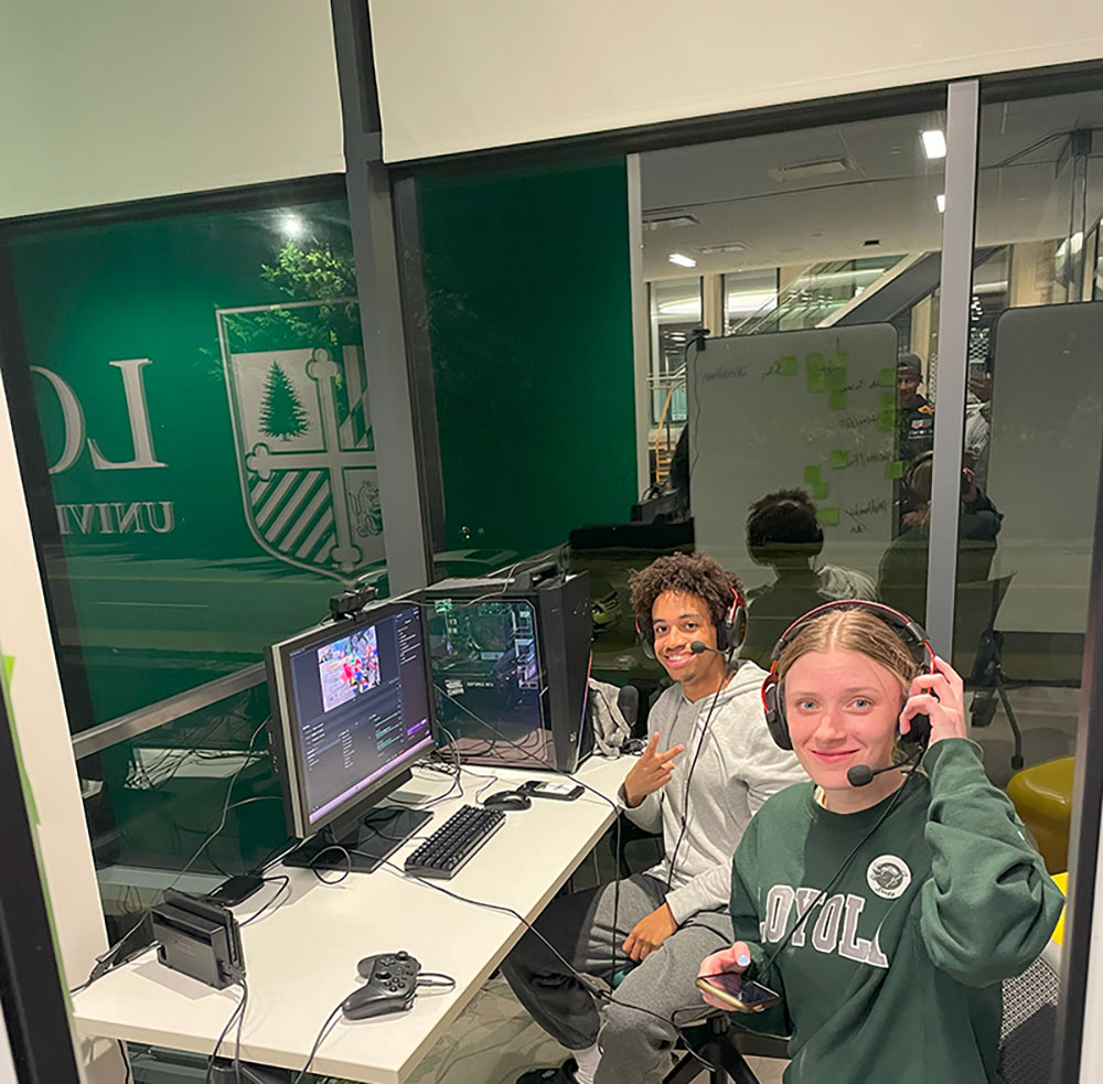Students participate in Loyola's inaugural HackHounds Hack-a-thon in 2024.