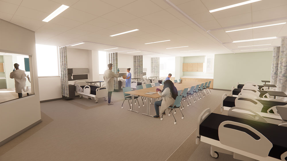 A rendering of the Spiro Nursing Simulation Lab, courtesy of Hord Coplan Macht.