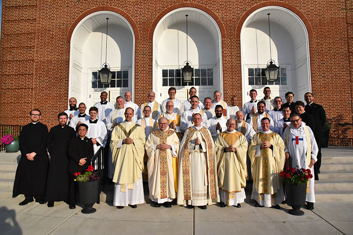 The Rev. Thomas O'Donnell, '14, outside of the Cathedral of Mary Our Queen after his ordination and first Mass.