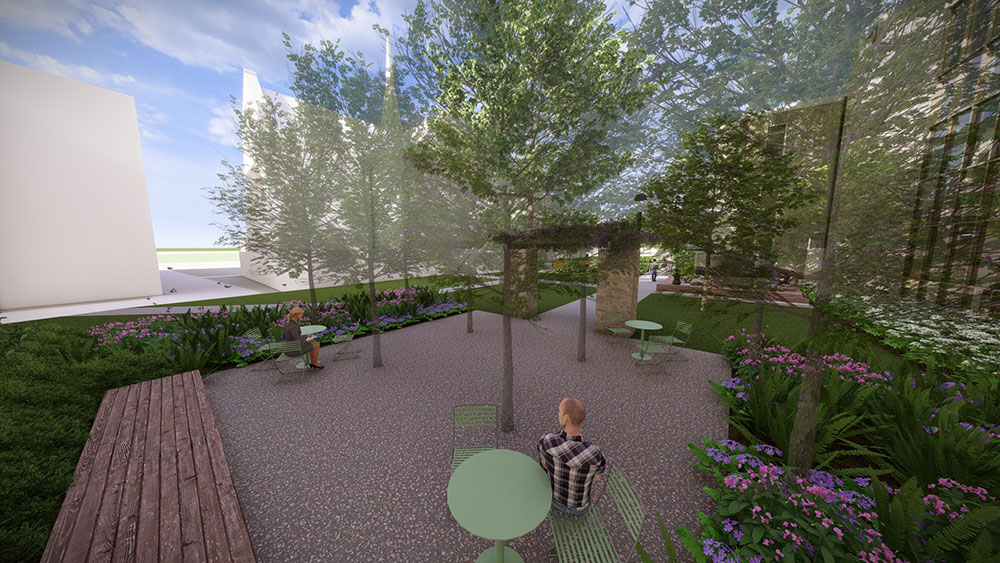 A rendering of the Grillo Family Reflection Space, courtesy of Hord Coplan Macht.
