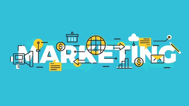 Words Marketing in teal box