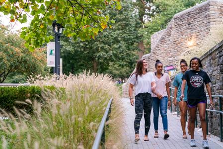 Students walk in the quad