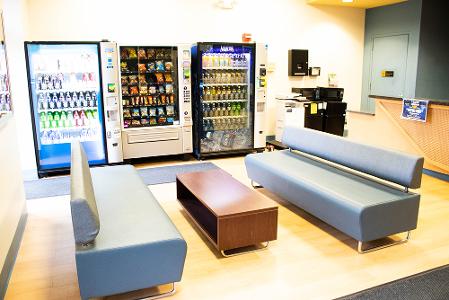 Exterior of Butler Hammerman common room with vending machines