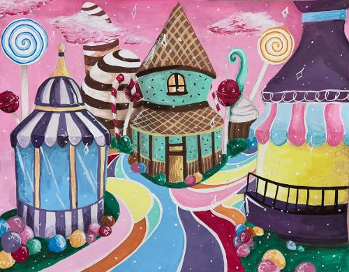 Liliana Funes-Nieves, '27
Candy Wonderland, Gouache paint on paper
Two-Dimensional Design (SA 224), Professor Katie Peck