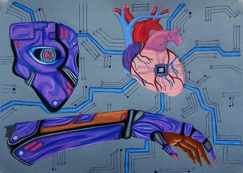 Jahnae Haskins, '25
Purple Cyborg, Colored pencil and ink on paper
Drawing from Observation (SA 342), Dr. Christopher Lonegan